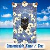 Cat Theme Beach Towel Personalized Custom Name & Text Soft Quick Dry Beach Towel for Swimming Travel