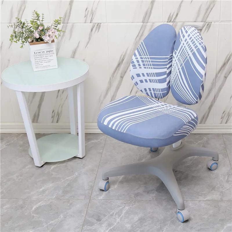 Children Study Chair Cover Elastic Double Back Kids Student Writing Rotating Lift Chair Protector Cover Seat Backrest Case