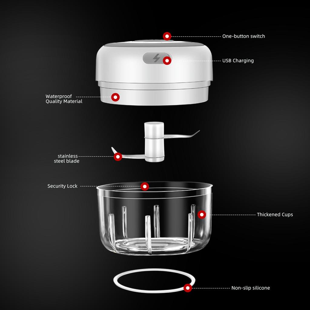 100 мл / 250 мл / комплект Электрический мини-измельчитель для чеснока Беспроводной портативный измельчитель мяса Приправа и специи Измельчители для чеснока Vege Salad Pepper