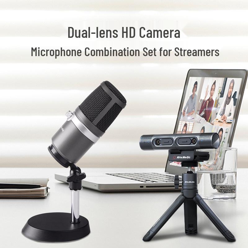 Dual-Camera HD Webcam for Live Streaming, Online Classes, and Video Conferencing