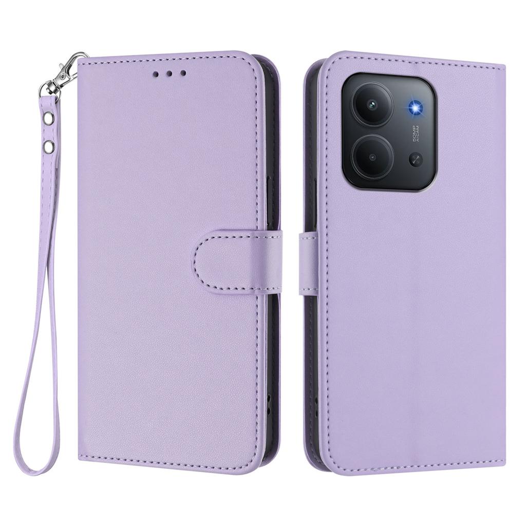 Для Xiaomi Redmi 15C 4G (171 мм) Кожаный чехол-кошелек-подставка для телефона с ремешком на запястье