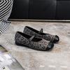 Soft-soled Single Shoes Women's 2025 Summer New Retro Leopard Print Square Head with Mary Jane Shoes Comfortable Flat-soled Ladyshoes