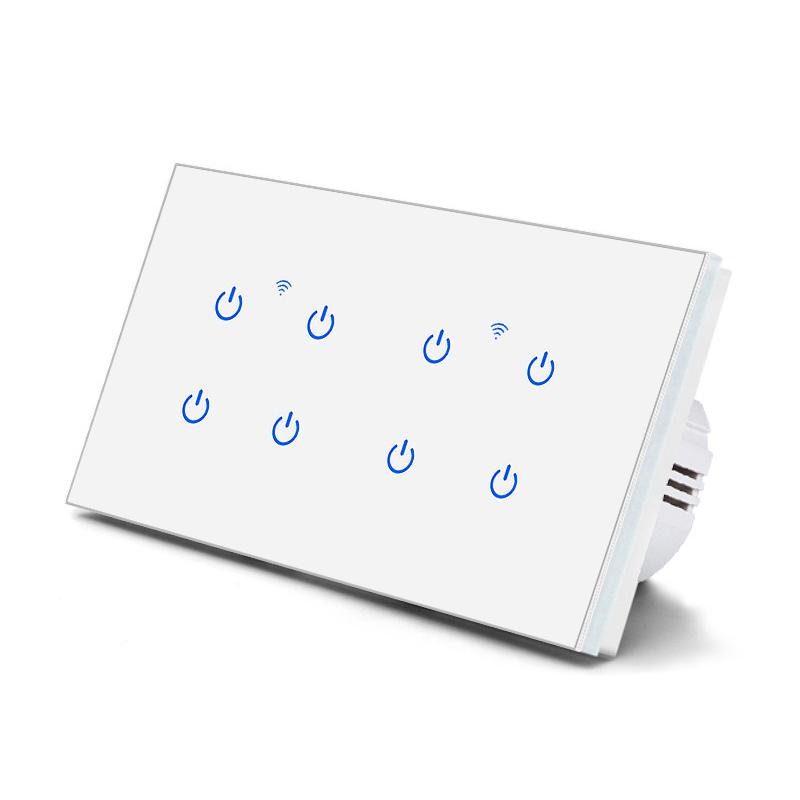 LangYeao 10A for Tuya Smart Zigbee Wall Switch 146 Type ABS PC Retro Glass Touch Panel 2/3/4/5/6/8 Gang Smart Life Alexa App
