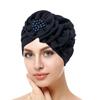 Flowers Decal Headband Hat Hijab Cap Four Season Pullover Hat Fashion Wrinkled Turban Hat  Women