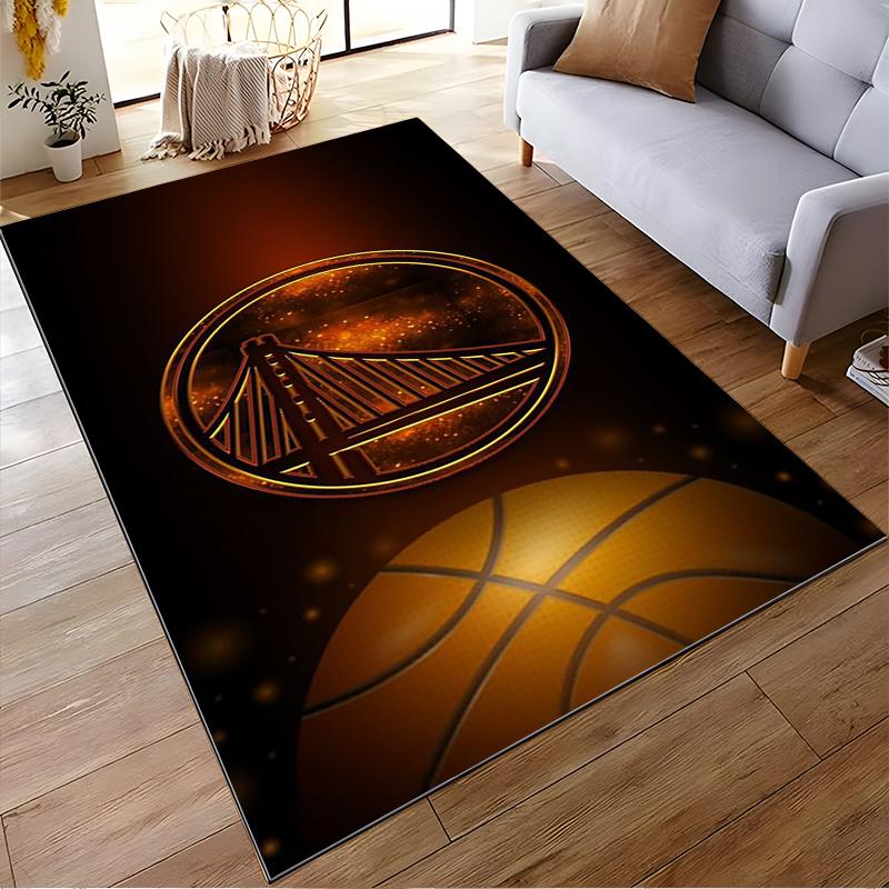 Golden Bridge and Basketball Themed Design Rug Non-slip rug suitable for living room and bedroom sofas.