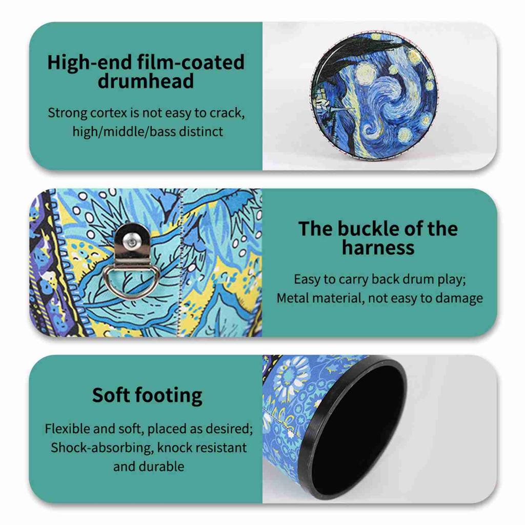 Африканский ручной барабан 8 дюймов Портативный барабан джембе Ударный инструмент с красочными художественными узорами для детей Легкий