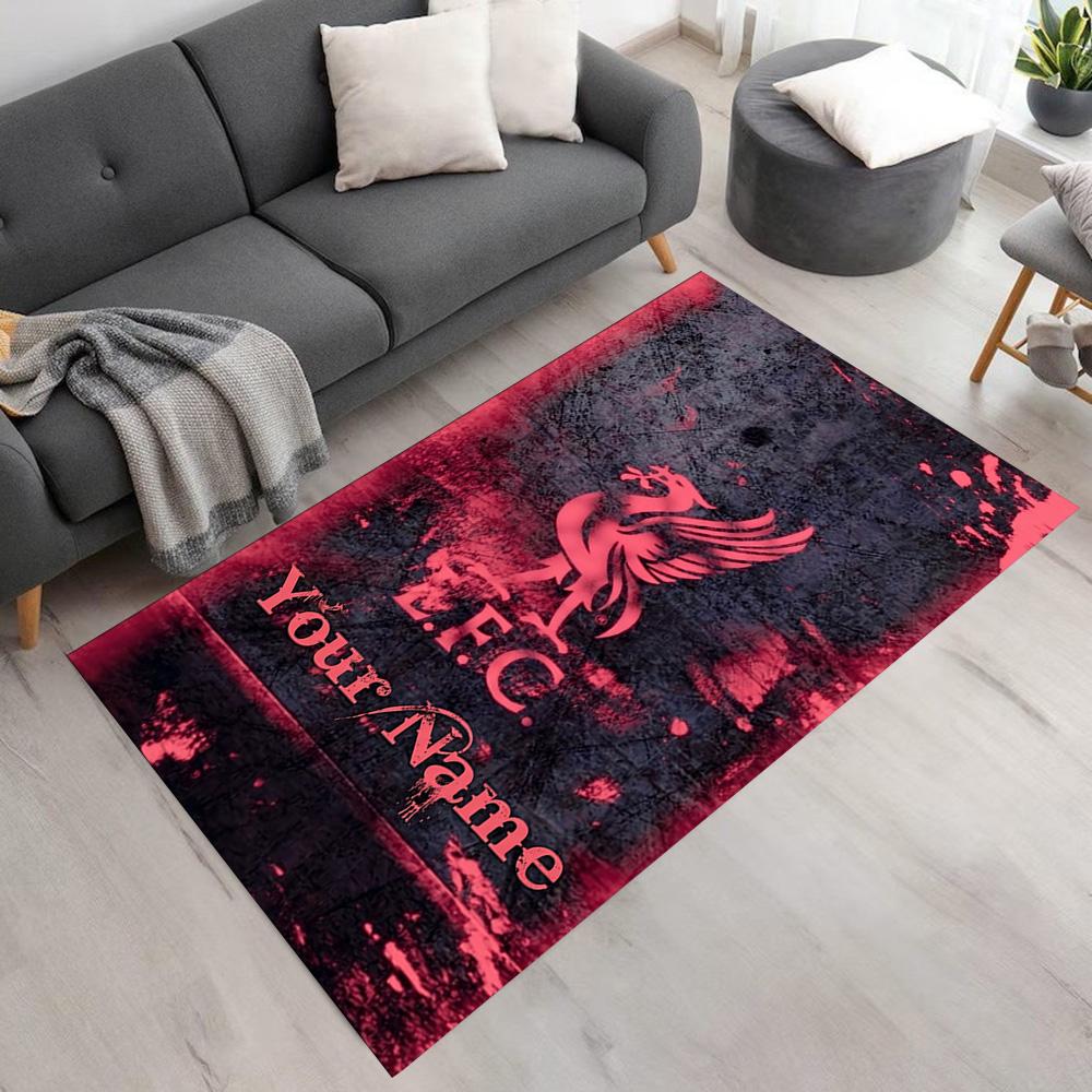 Liverpool Customized Name Area Rug Perfect for Game Room Dining Room Dormitory Decorate room Anti-slip Rug Decorate Offices Gift for Festivals