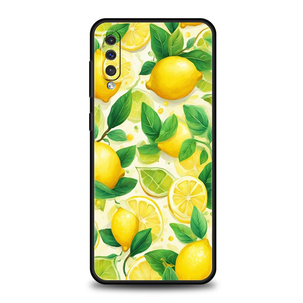 Чехол для телефона Samsung Galaxy A56 A36 A26 A06 A16 A24 A36 A54 A14 A42 A22 A20 A12 A10 5G Мягкий ТПУ Летний Свежие Фрукты Принт с Лимонами