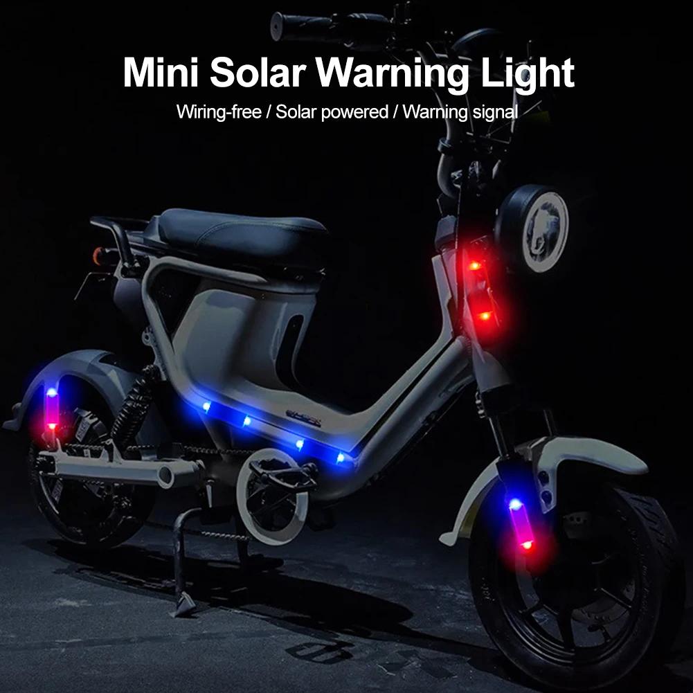 Solar Powered LED Tail Warning Light - Rear Collision Prevention Flashing Light for Car Motorcycle Electric Vehicle Bicycle