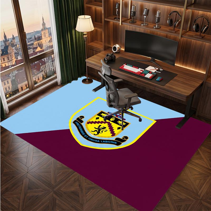 Burnley Football Print Crystal Velvet Rug, Comfortable Water Absorbent Non Slip Indoor Floor Carpet