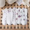 Purple Flower Cotton Socks Female Kawaii Lacesocks Sweet Summer Short Sock Slippers Women Casual Soft Boat Socks Harajuku Style