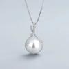 Huitan Trendy Simulated Pearl Necklace Women Silver Color Dazzling CZ Temperament Elegant Female Wedding Accessories Hot Jewelry