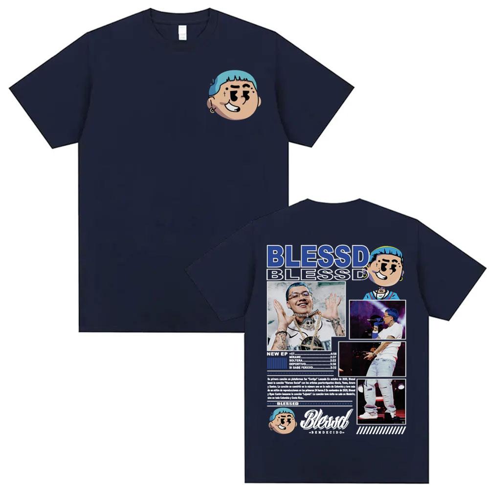 BLESSD BENDECIDO Tour 2025 Merch Rapper T-Shirt, Men's and Women's Clothing, High Quality Harajuku Hip Hop Cotton T-Shirt