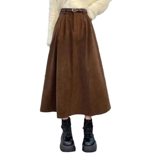 Женская юбка с высокой талией, А-силуэта, с большим подолом, миди, однотонная, осенне-зимняя, драпированная, для повседневной носки