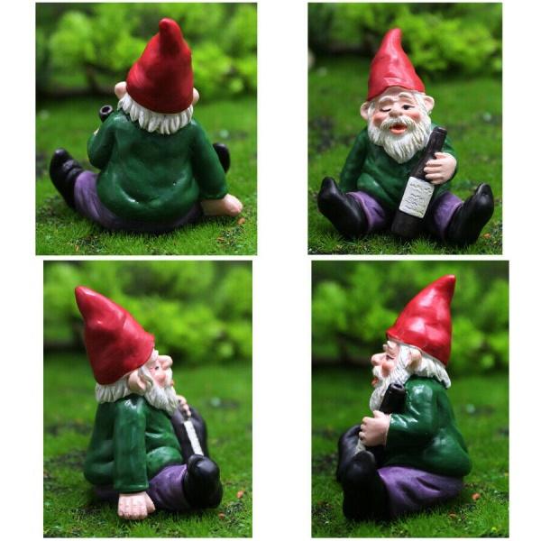 4pcs/set Fairy Garden Decorations My Little Friend Drunk Gnome Dwarfs Statue