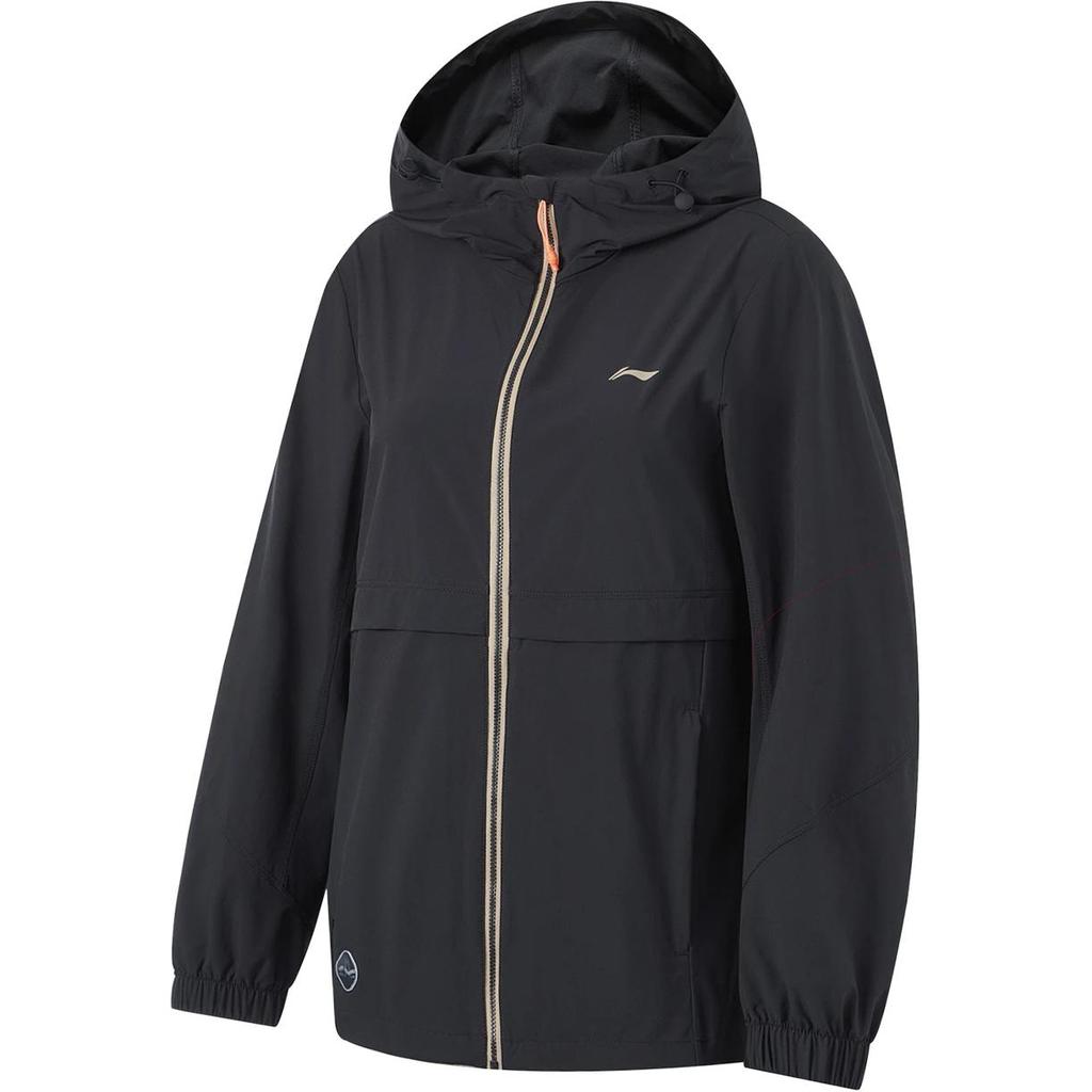 Li Ning Fitness Series Solid Color Zip-Up Hooded Comfortable Breathable Loose Sports Jacket Women Jackets Black AFDU150-3
