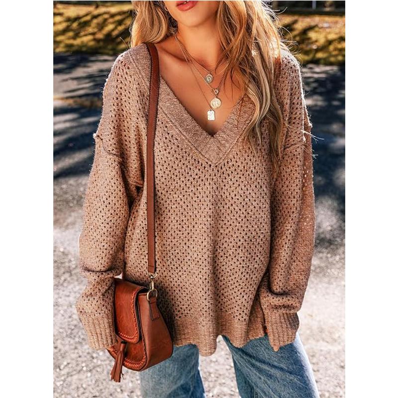 Осень и зима Европа и США V-образный вырез ленивый повседневный рукав длинный рукав уличный все