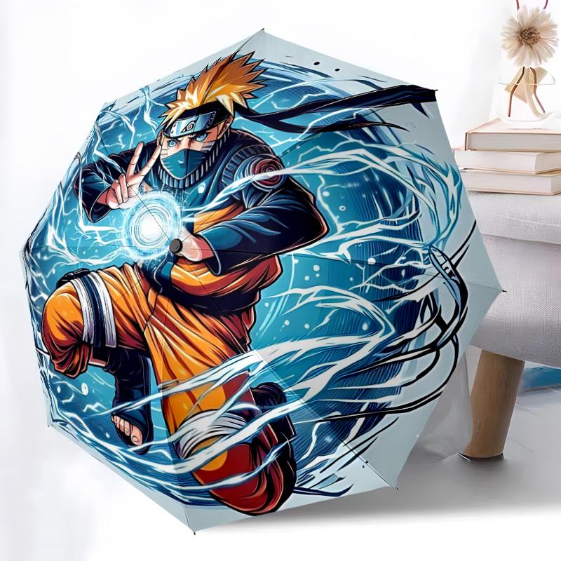 1PC Naruto Automatic Open/Close Umbrella, 8-Rib Sturdy Frame, Lightweight Portable Umbrella, Commute, Business - Ideal Gift for Friend, Vibrant Patter