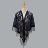Nylon Hollow Out Monochrome Breathable Tassel Triangular Scarf Shawl for Women's Fashion Scarf