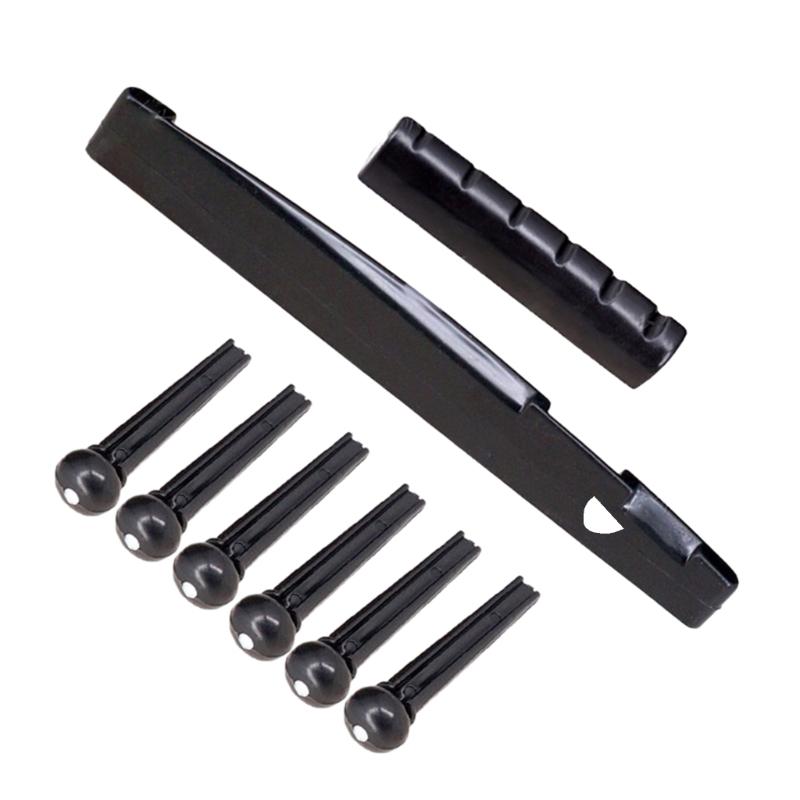 Guitar Accessory 6 Strings Guitar Bridge Pins Saddle Nut Acoustic Tailpiece Set