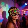 Purple Green Yellow Sequin Mardi Gras Masque Masquerade Venetian Carnival Half Face Masque