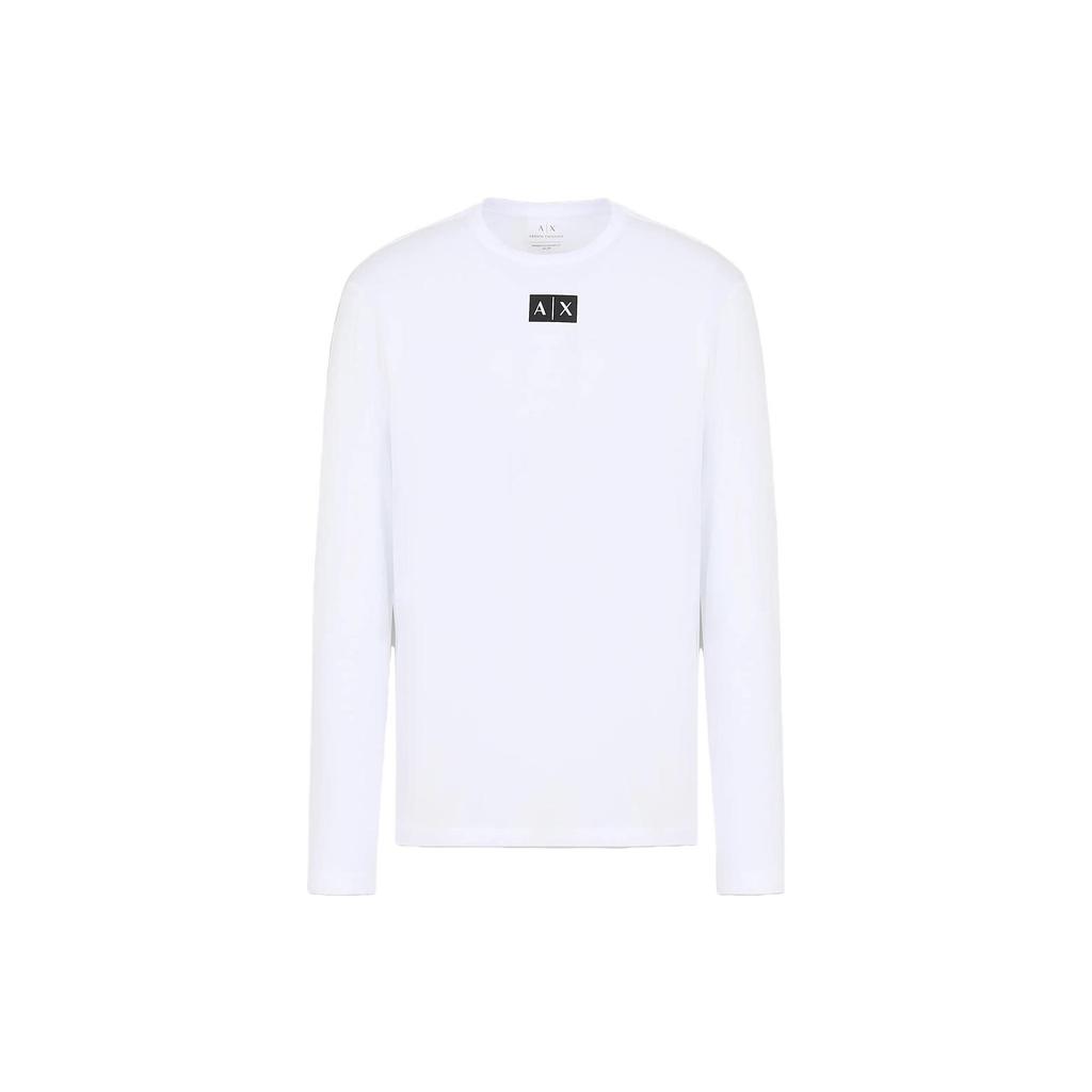 Armani Exchange Мужская футболка с принтом букв, круглым вырезом, длинным рукавом, топ Белый 6RZTCB-ZJ9TZ-1100