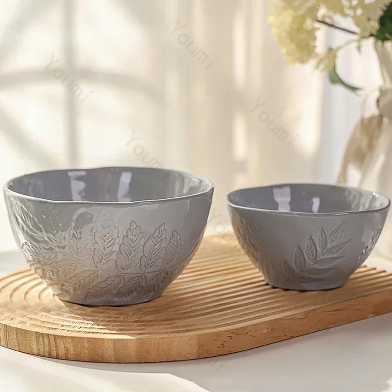 Креативная рельефная керамическая тарелка Модные новые однотонные обеденные тарелки Вкусные блюда Суповые миски Уникальная бытовая посуда