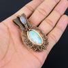 Larimar & Moonstone Gemstone Handmade Pure Copper Wire Wrap Jewelry Pendant For Women