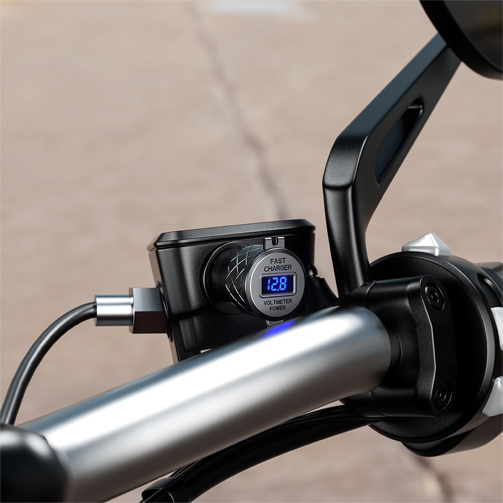 Алюминиевый сплав двойной автомобильный USB-разъем для зарядки QC3.0 светодиодный цифровой дисплей адаптер для BMW K1600B F800 GS R1200 RT для DIN Hella Plug