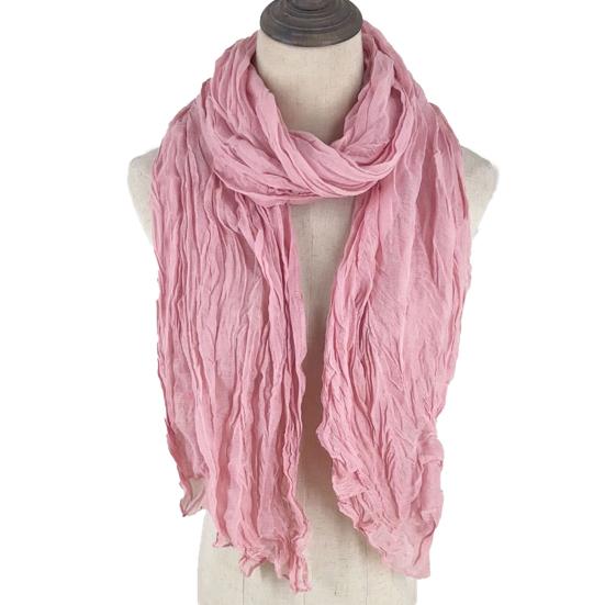 Women Scarf Shawl Solid Color Soft Warm Pleated Scarf UV Protection Casual Cotton Linen Shawl Fashion Accessory