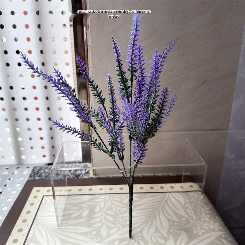 Pink Flocked Lavender Artificial Wedding Bouquet - Soft Decorative Flower Arrangement
