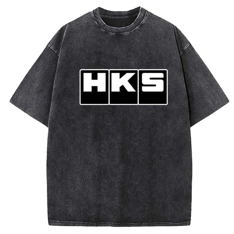 Летние топы мужские женские выстиранные футболки HKS спортивная рубашка повседневная свободная панк-футболка топы Харадзюку рубашка смешная спортивная рубашка для бега