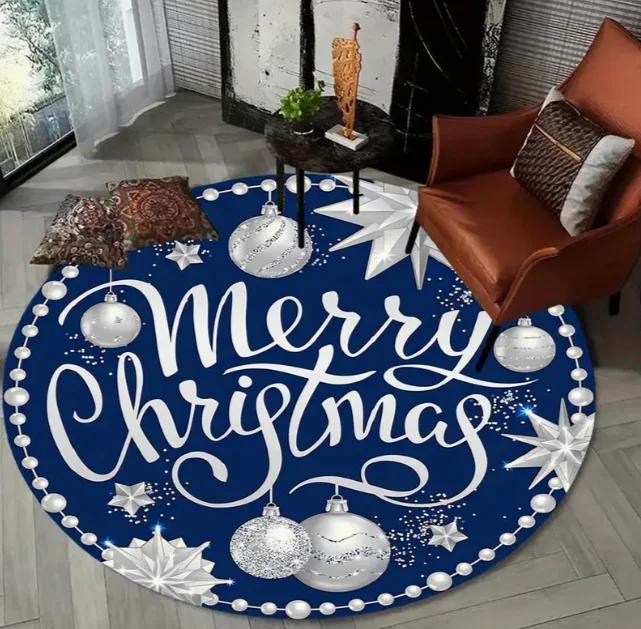 Christmas Tree Decoration Mat Large Area Christmas Circular Carpet Washable Anti Slip Carpet New Year Atmosphere Mat Decoration