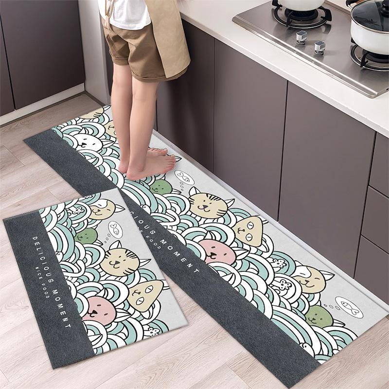 Модный простой кухонный напольный коврик в скандинавском стиле, домашний ковер, длинный полосатый дверной коврик, современный домашний декор 