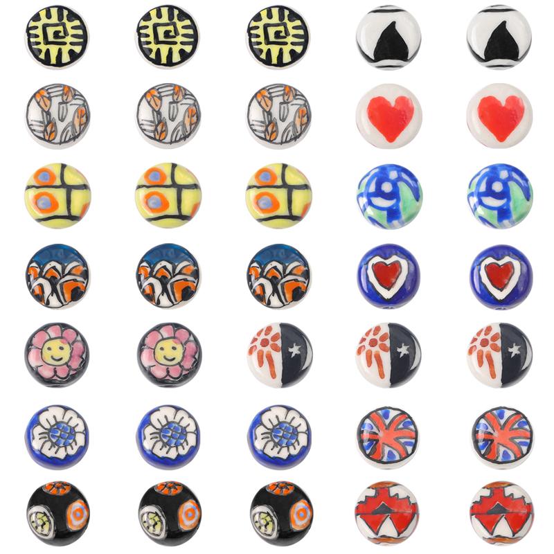 2 шт./пакет, ручная роспись, 15 мм, керамические фарфоровые бусины, цветочные сердечки, очаровательные бусины, свободные бусины-разделители для ожерелья, сережек, сделай сам, изготовление ювелирных изделий