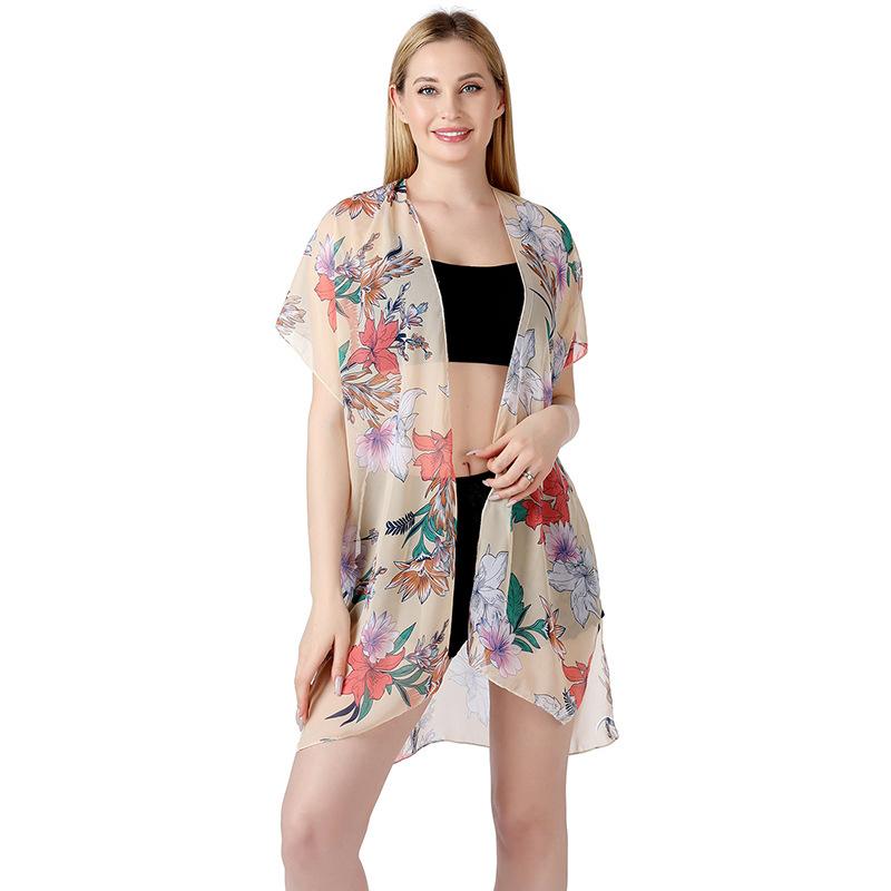 Womens Multiple Styles Beach Breathable Travel Floral Pattern Outdoor Sunscreen Shawl Fashion Leopard Pattern Summer Accessories