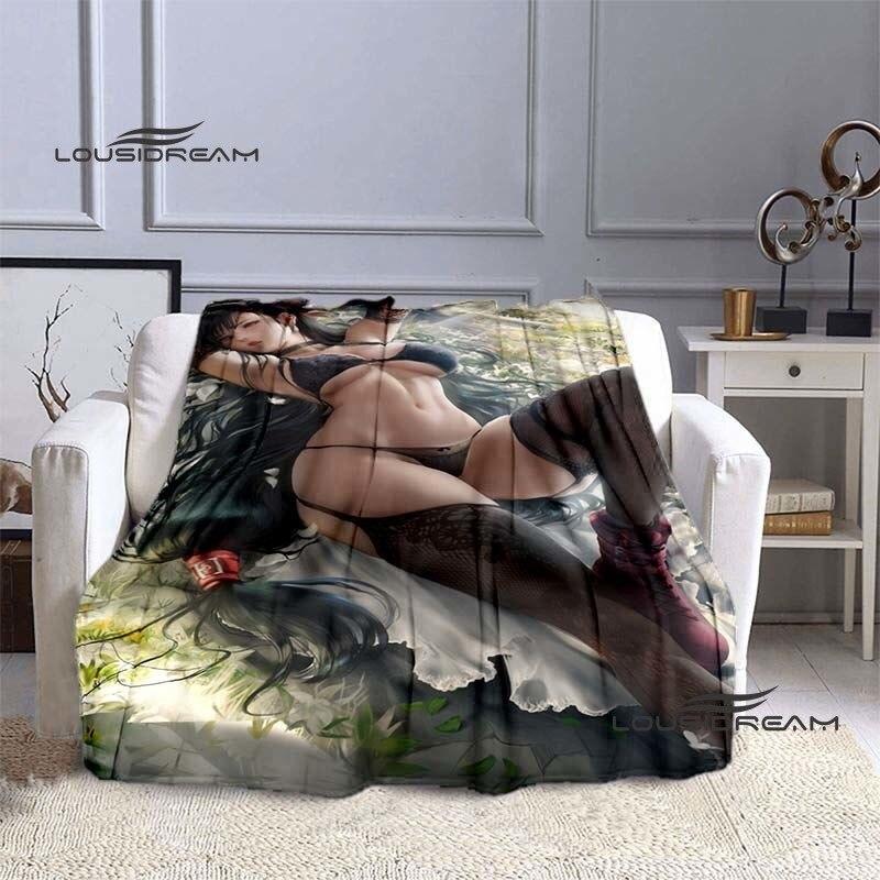 FINAL FANTASY Tifa Aerith Blanket Sexy Beauties Flannel Blanket Adults and Children Bedroom Coverlet Sofa Camping Warm Blanket