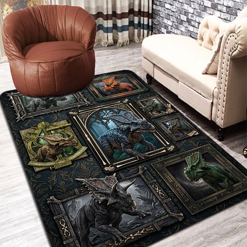 Dinosaur Collection Pattern Rug Floor Mat for Living Room or Bedroom Soft and Comfortable Carpet a Gift for Birthday and Holiday.