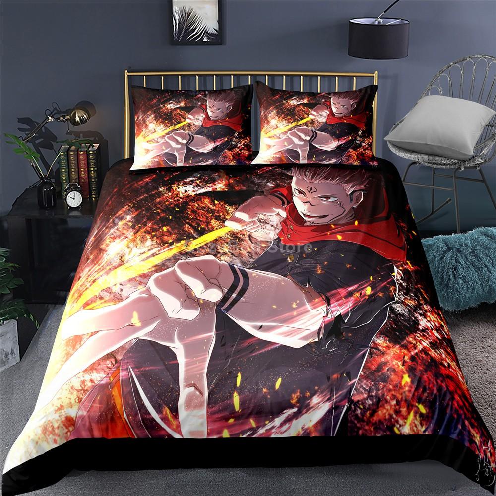 Комплект постельного белья Jujutsu Kaisen, японский комплект постельного белья с известными аниме-пододеяльниками, постельное белье Twin Queen King Single Size Dropshipping Gift