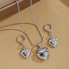 European-American Chic Peach Heart Necklace & Earring Set - Versatile Light Luxury Jewelry