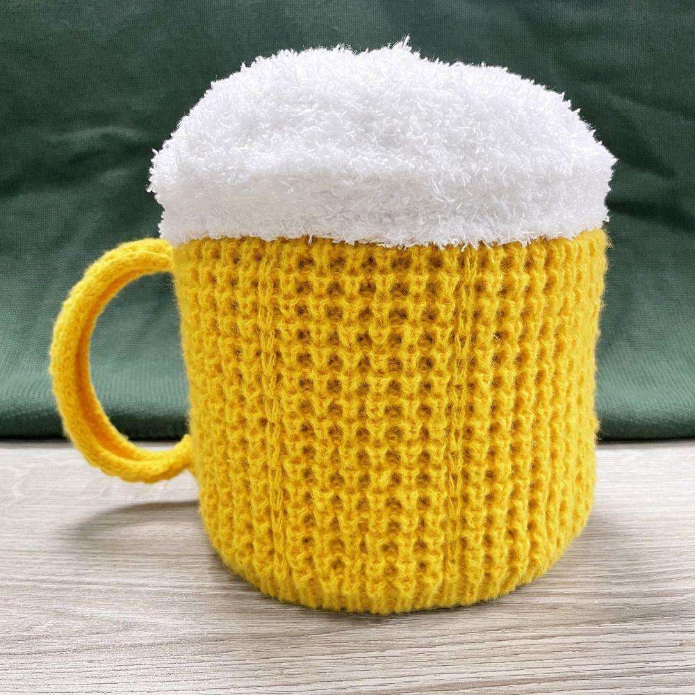 Creative 3D Beer Cup Hat Knitted Beer Cup Gloves Funny Beer Lovers Hairline Cap  Party