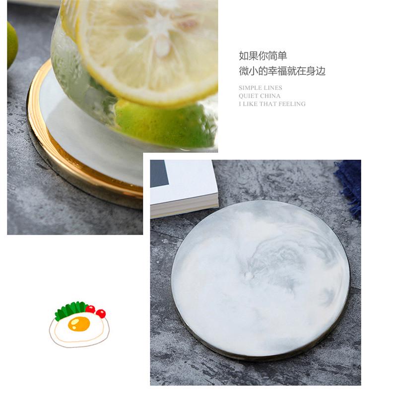 Европейский стиль мраморное зерно позолоченные керамические подставки под чашки коврики нескользящие