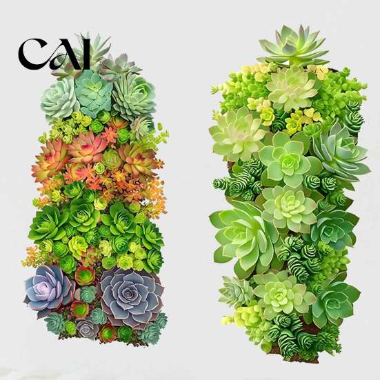 Nature Inspired Room Decoration 3Pcs 3D Succulents Wall Stickers, Vertical Plant Landscape Decals, Waterproof PVC Mural, Creative Soft Gifts Peel And