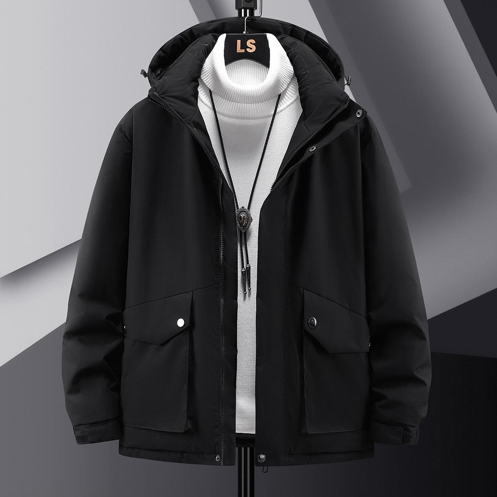 Large Size Assault Jacket for Men, Down Cotton Jacket with Added Fat, Loose Outdoor Mountaineering Waterproof Jacket