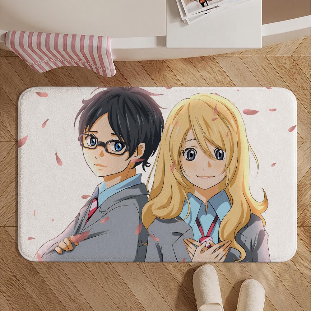 Anime-Your Lie in AprilS Floor Mat Soft Non-Slip Bath Mat, Bedside Carpet, Absorbent Doormat for Home