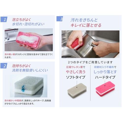 Duskin [Official] Kitchen Sponges, Hard Type, 6-Piece Set (New Colorful Color Set)