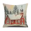 Santa Claus Linen Pillowcase Cartoon Snowman Cushion Cover Combination Outdoor Garden Party Decoration Pillowcase