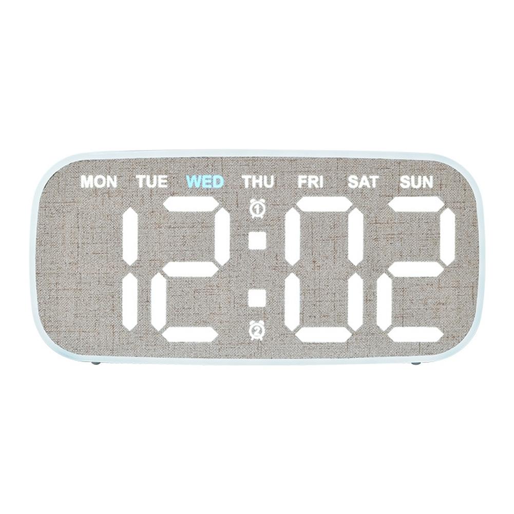 LED Alarm Clock in Wooden Grain Finish for Living Room Bedroom Office Table or Wall Mount Full Info Display 19.8 9.2 3.3 cm ABS