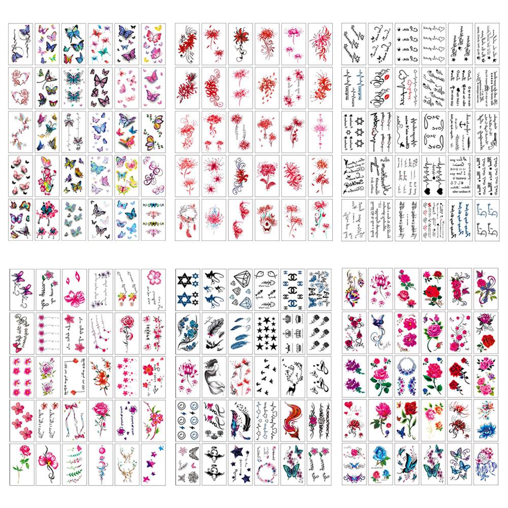 Имитация цветного рисунка Водонепроницаемые временные татуировки Наклейки на тело Поддельные татуировки Наклейки