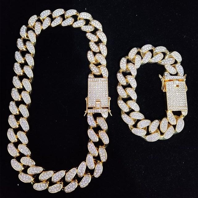Iced Out Bling Bling Chain ожерелье высокого качества шириной 20 мм Miami Cuban Chain Hiphop ожерелья модные очаровательные ювелирные изделия